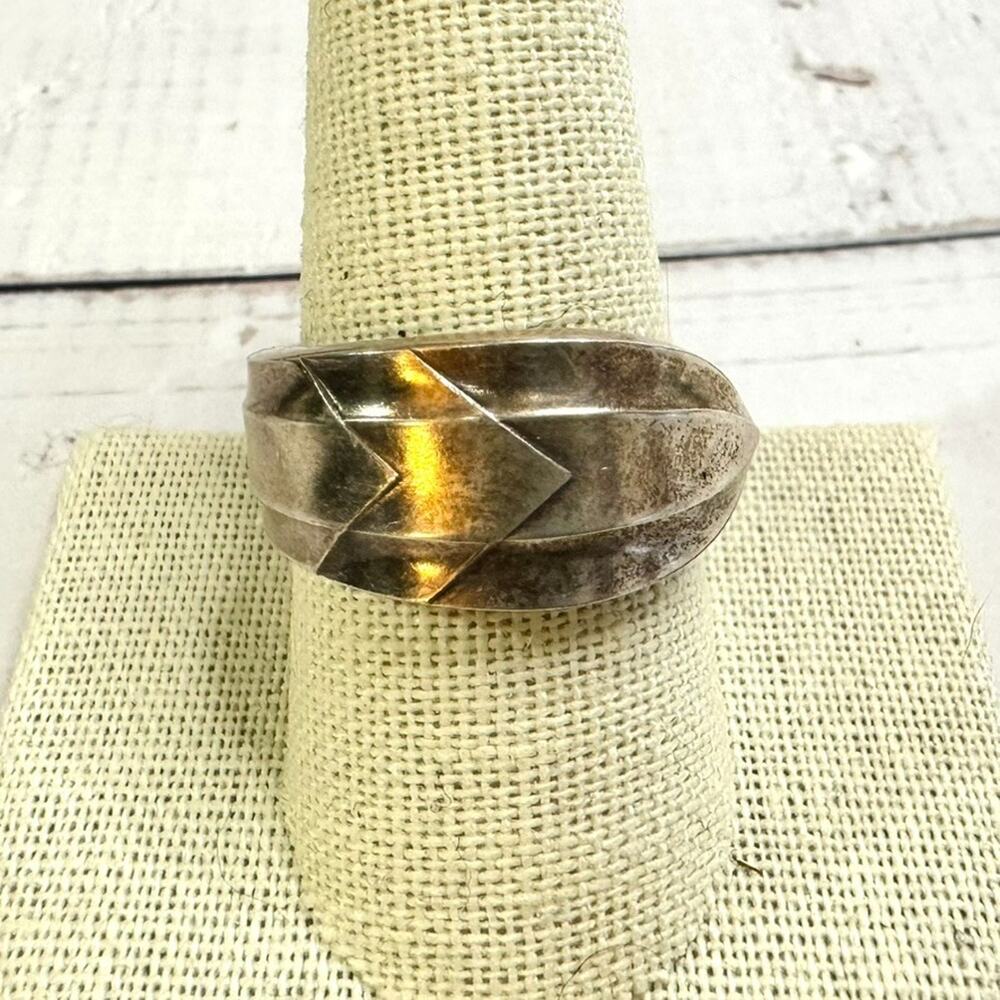 Silver Tone Spoon Ring Sz 9 3/4 Wrap MS Ltd Sheffield England EPNS Mid Century